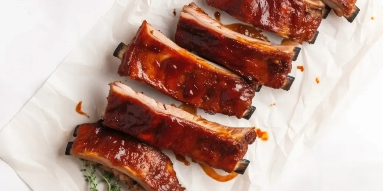 Costillas a la miel, jugosas y glaseadas, listas para disfrutar. Un manjar irresistible.