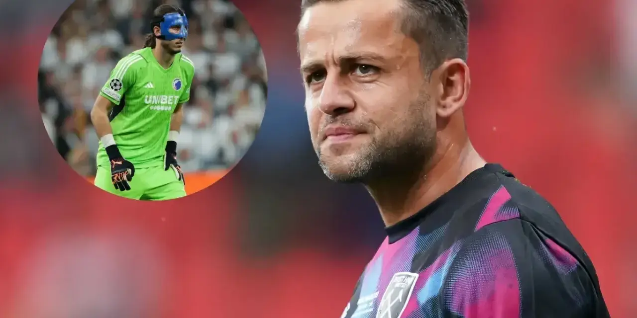 Bramkarze reprezentacji Polski: Wojtek Szczęsny i Kamil Grabara w masce ochronnej.