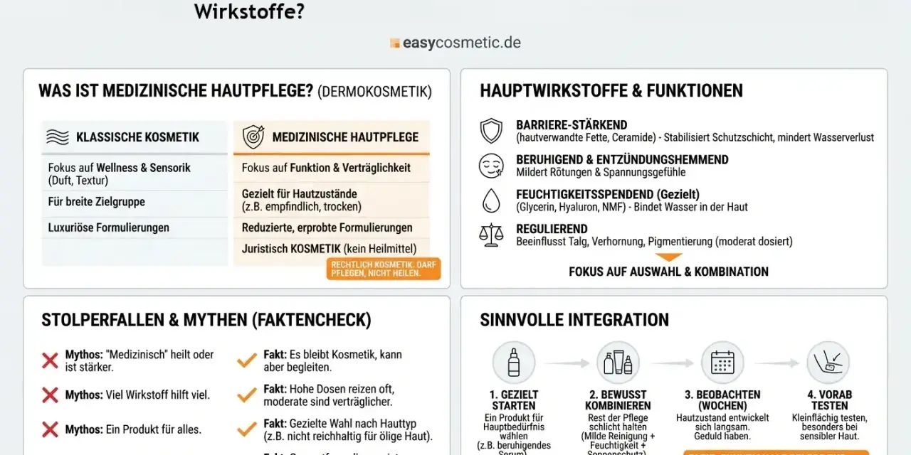 Medizinische Hautpflege setzt auf funktionale Wirkstoffe, die die Hautbarriere stärken und Feuchtigkeit spenden. Probiotika können hierbei eine Rolle spielen.