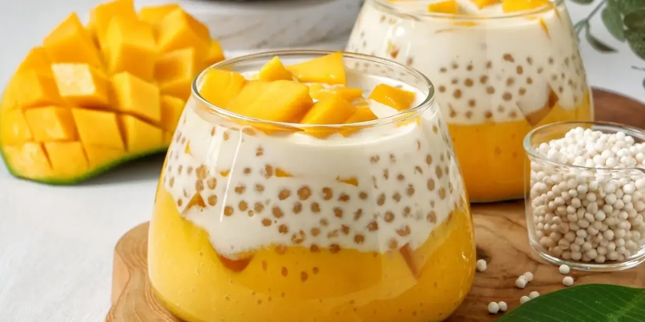 Pyszny deser z tapioki z mango, idealny na upalne dni. Prosty przepis na tropikalną rozkosz.