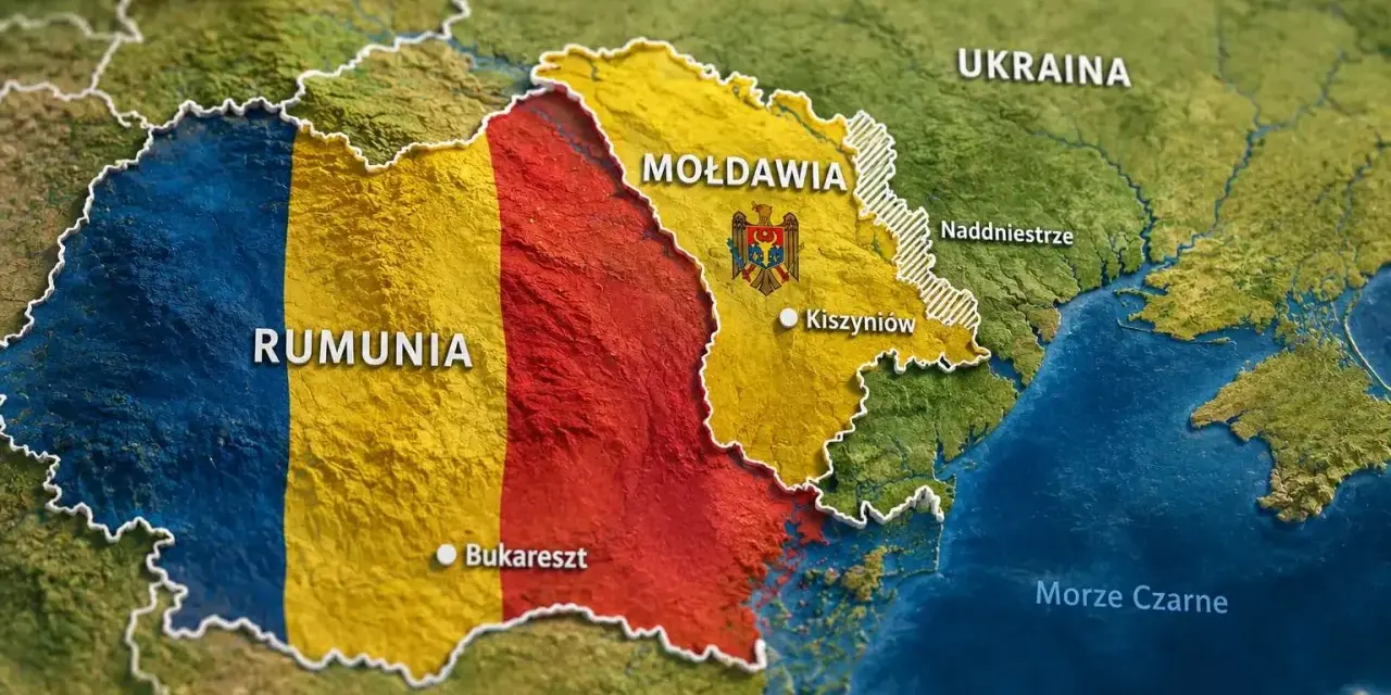 Mapa pokazuje, gdzie jest Mołdawia, obok Rumunii i Ukrainy, nad Morzem Czarnym.
