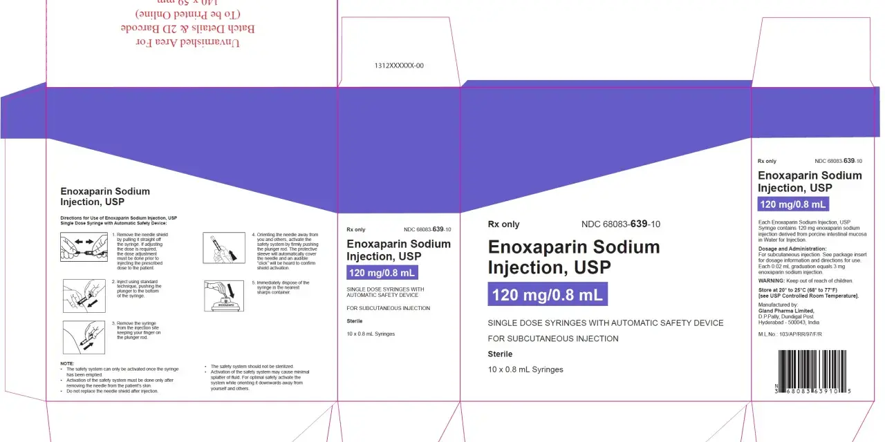 Verpackung von Enoxaparin-Natrium-Injektionen mit Anweisungen zur Selbstinjektion.