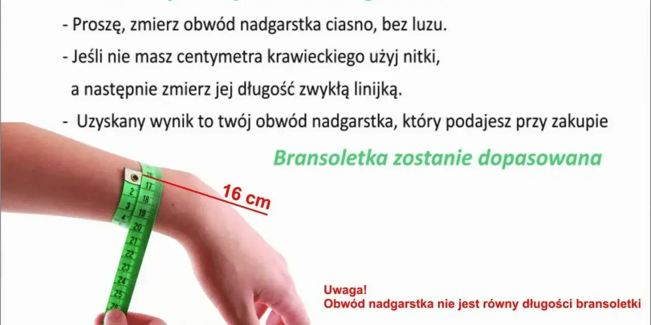 Dłoń z miarką krawiecką pokazuje obwód nadgarstka 16 cm. Jaki zegarek wybrać, by pasował?
