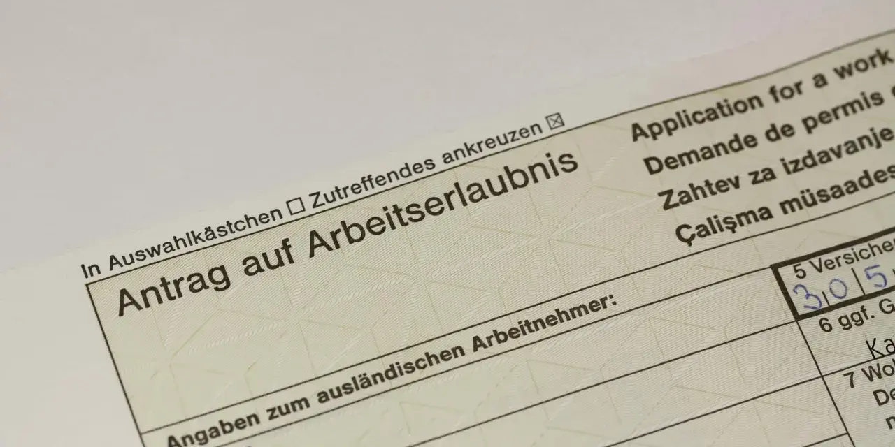 Antrag auf Arbeitserlaubnis. Formular für ausländische Arbeitnehmer, die eine Erlaubnis zum Arbeiten ohne Arbeitserlaubnis beantragen.