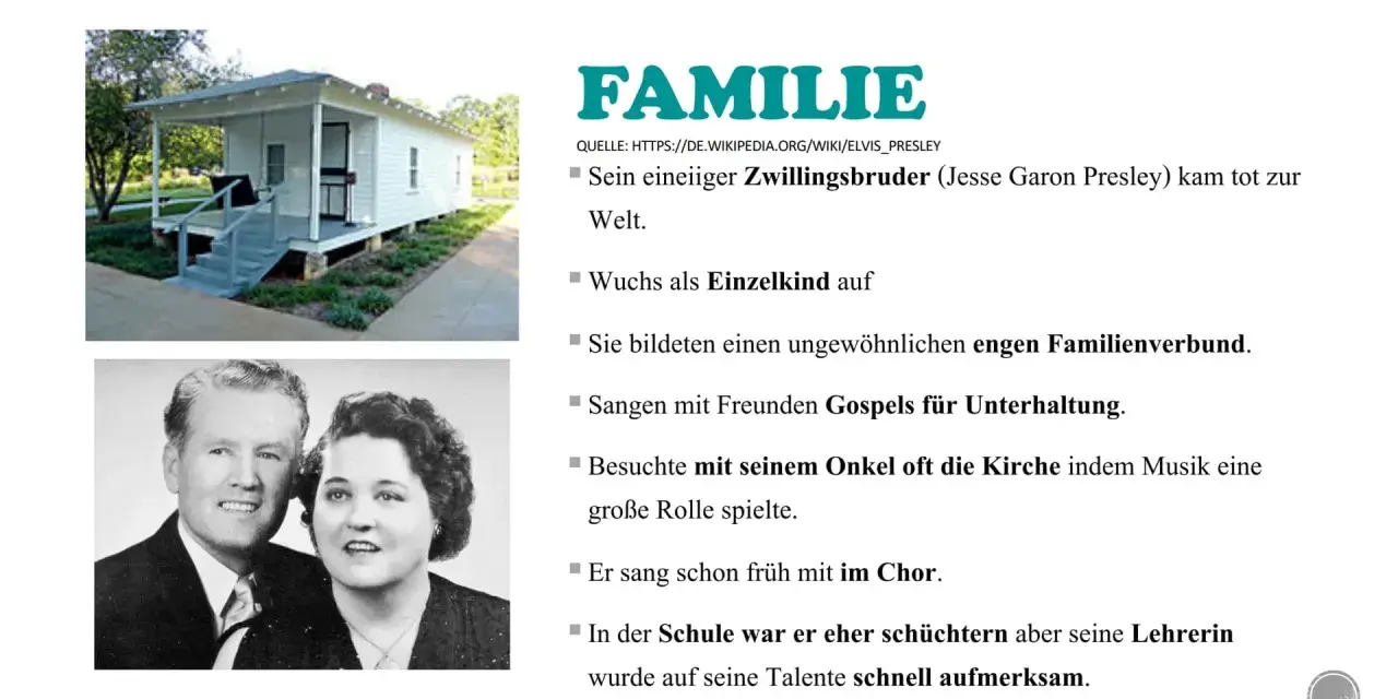 Elvis Presley hatte einen eineiigen Zwillingsbruder, Jesse Garon Presley, der tot zur Welt kam.