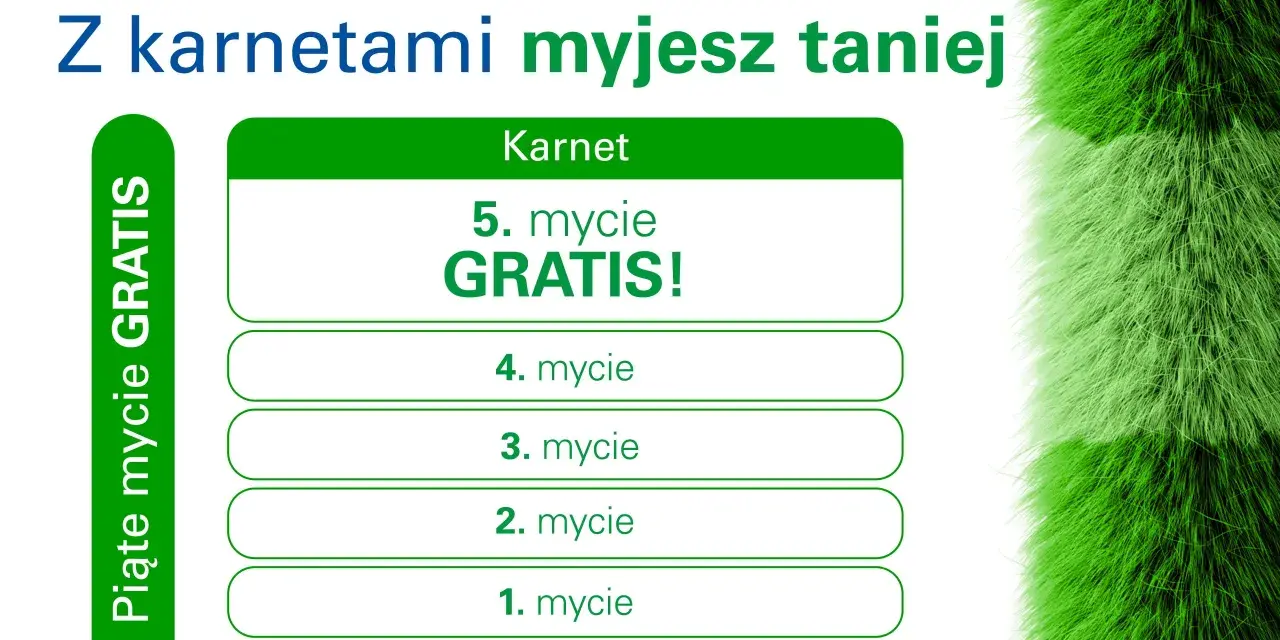 BP myjnia cennik: karnet na 5 myć, piąte gratis! Dostępny w programach Premium MAX, Złoty, Srebrny.