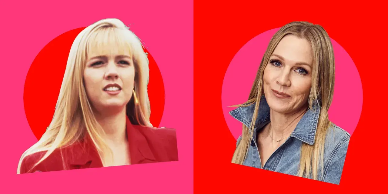 Il cast di Beverly Hills 90210: Jennie Garth da giovane e oggi, con un look casual in denim.