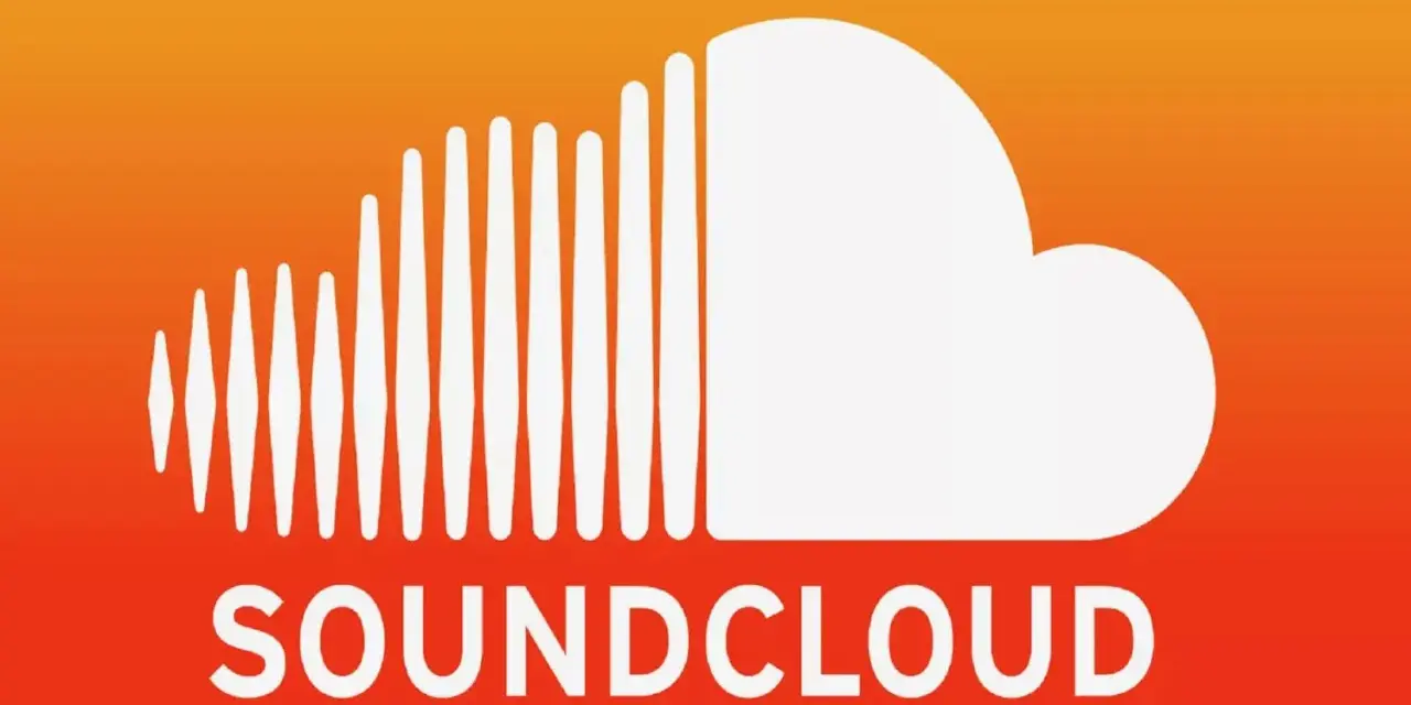Soundcloud Musik: Das Logo mit dem stilisierten Schallwellen-Cloud-Symbol und dem Schriftzug "SOUNDCLOUD" auf einem orangen Hintergrund.
