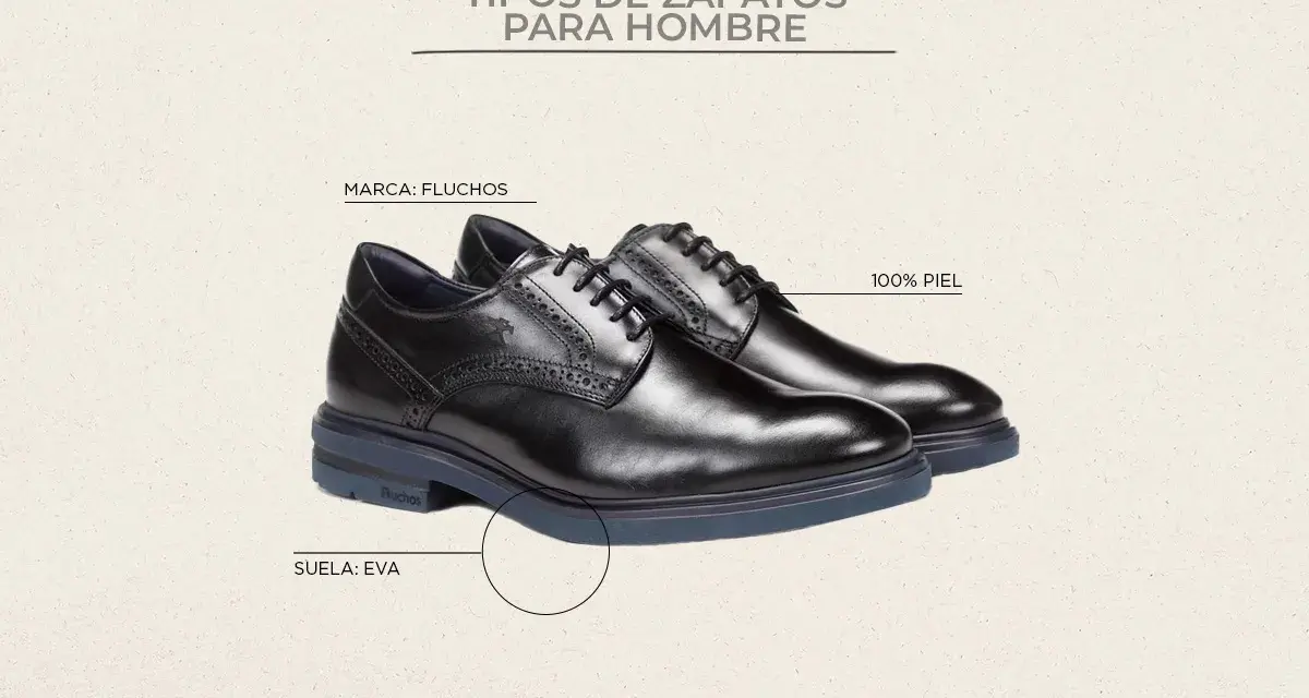 Zapatos negros de vestir Fluchos para hombre, 100% piel, suela de EVA.