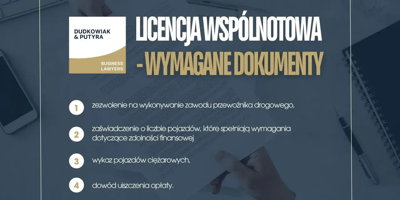 Licencja wspólnotowa: wymagane dokumenty to zezwolenie, zaświadczenie o pojazdach, ich wykaz i dowód opłaty.