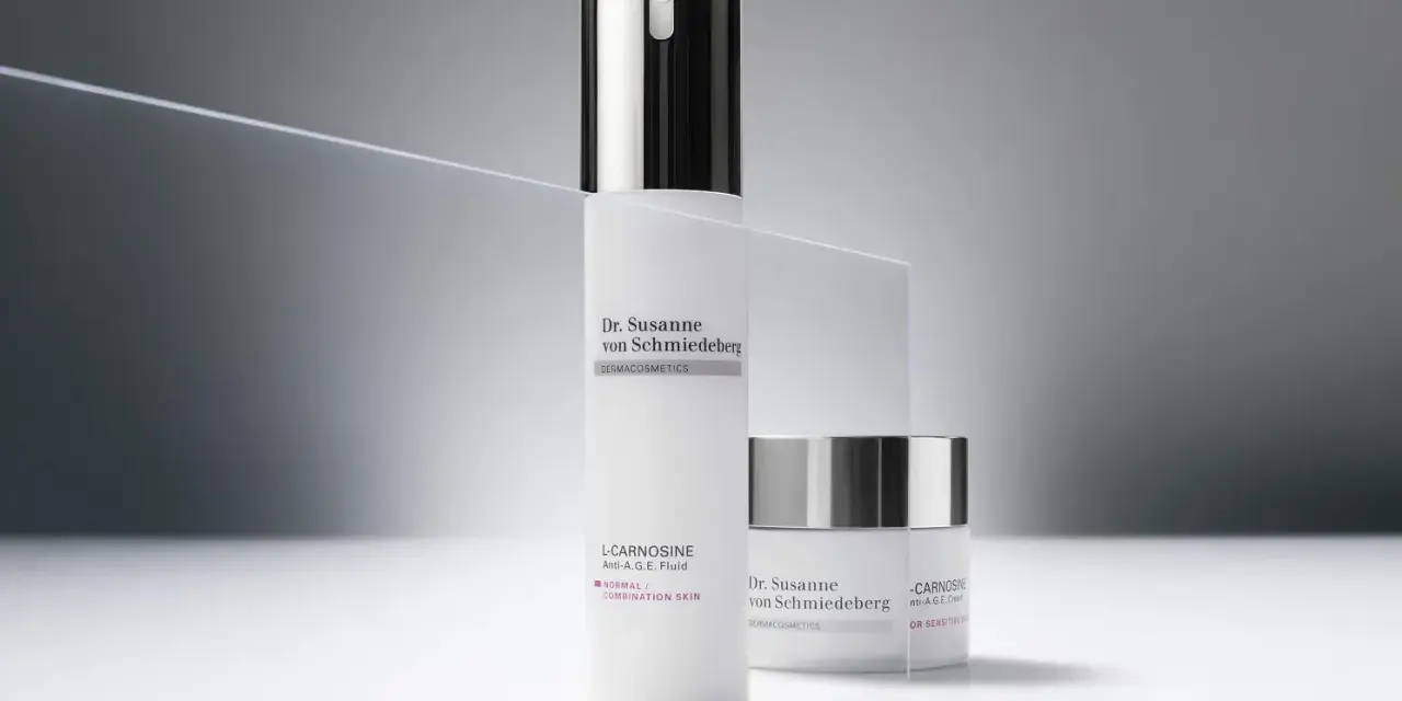 Dr. Susanne von Schmiedeberg Anti-A.G.E. Fluid und Cream. Die carnosin wirkung für normale und sensible Haut.