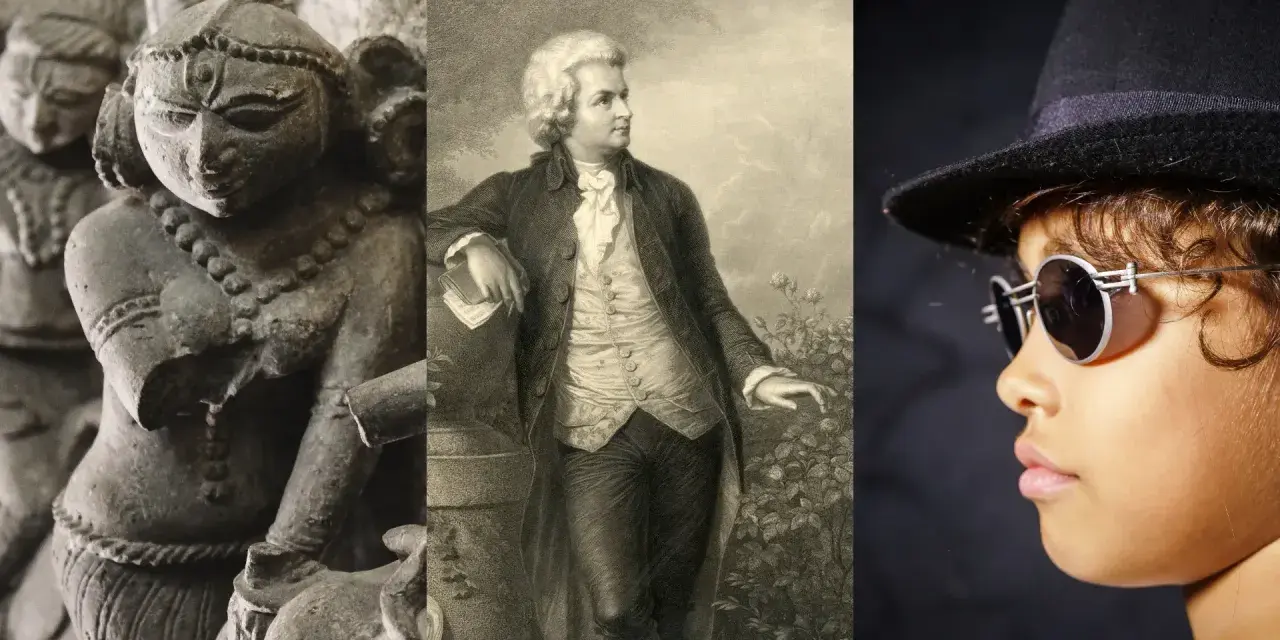 Starożytne rzeźby, Mozart i współczesne dziecko w okularach – wizualna opowieść o tym, jak powstała muzyka.