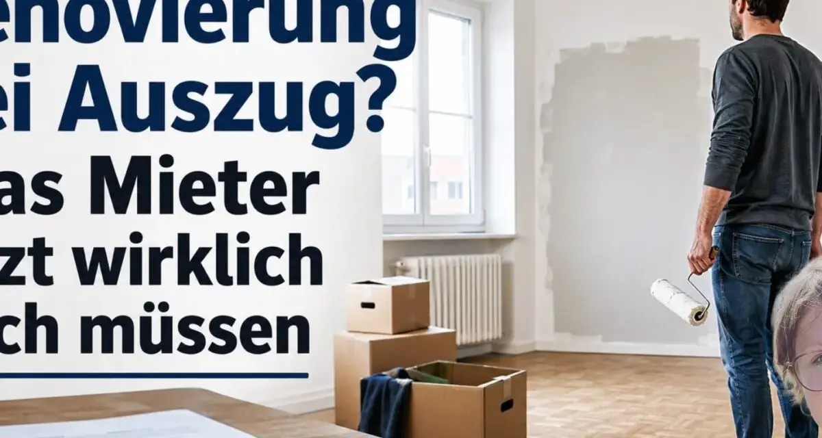 Renovierung bei Auszug: Mann mit Farbrolle und Umzugskartons. Schlüssel und Vertrag liegen bereit.