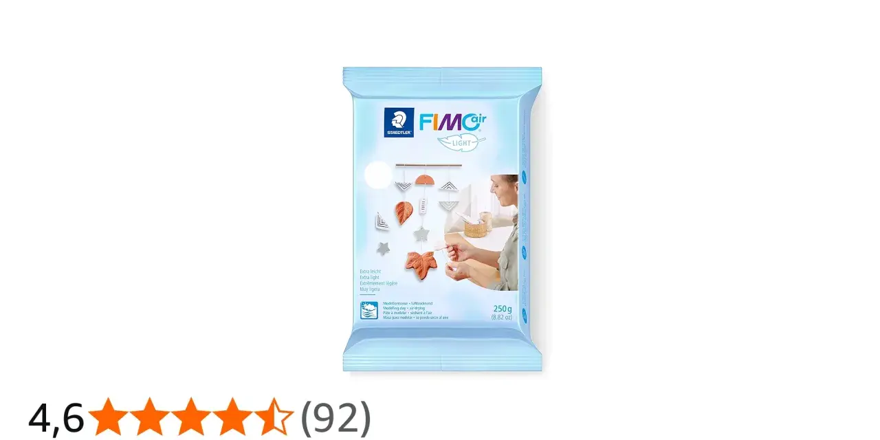 Confezione di Fimo air light, pasta modellabile che si asciuga all'aria, ideale per creare decorazioni leggere e dettagliate.