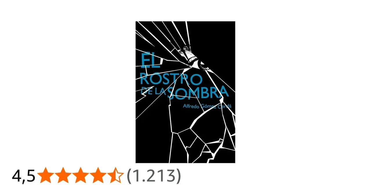 El rostro de la sombra, un libro con una portada impactante de cristal roto y un ojo que mira desde la oscuridad.