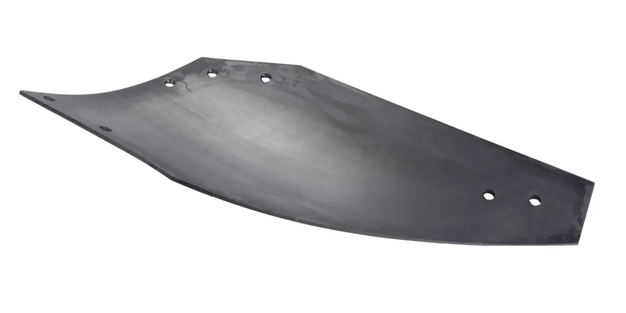 Cylindryczna odkładnica pługa, wykonana z metalu, z otworami do mocowania.