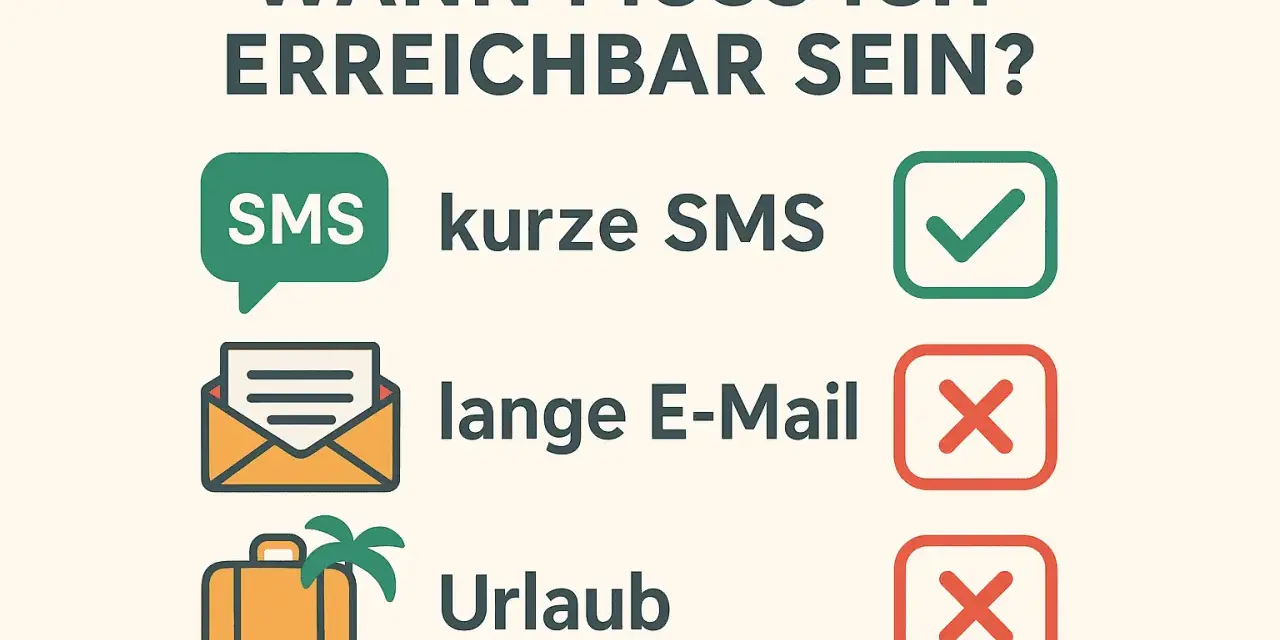 Wann muss ich erreichbar sein? Kurze SMS sind okay, lange E-Mails und Urlaub nicht.