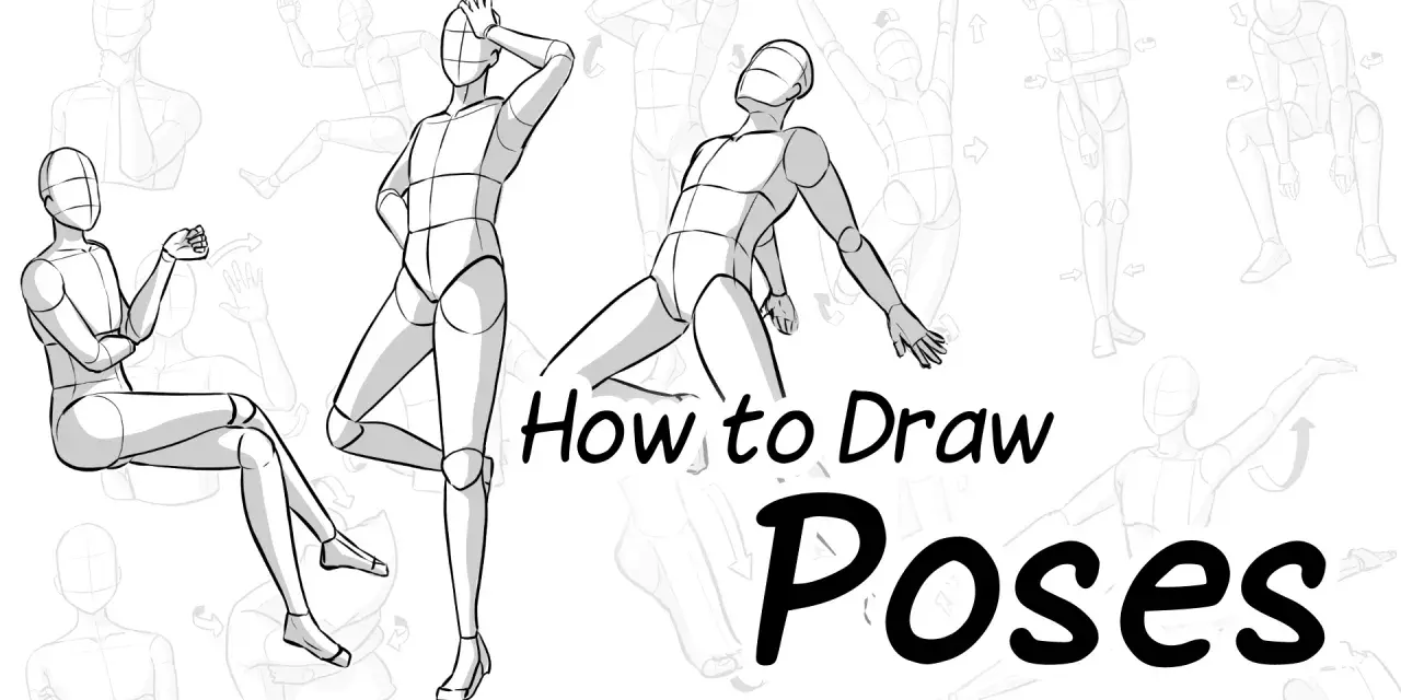 Des croquis de mannequins pour apprendre le pose dessin femme, montrant diverses postures dynamiques.