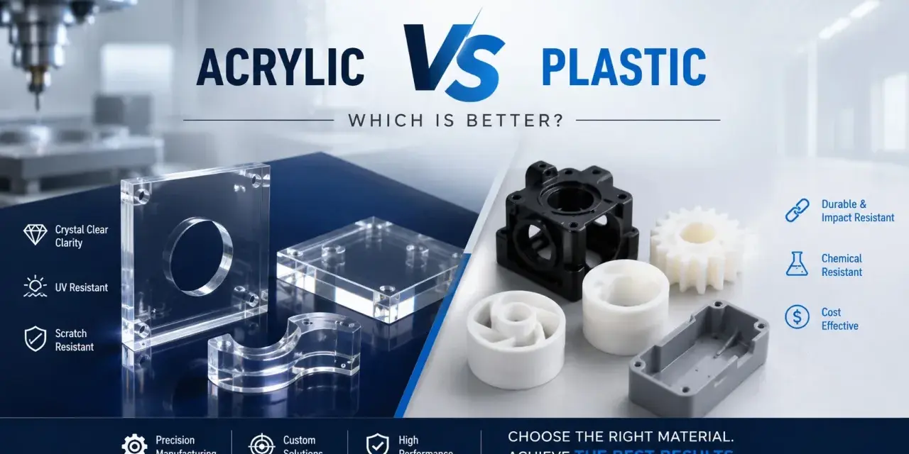 Acrylic vs. plastic: clear, scratch-resistant acrylic pieces contrast with durable, impact-resistant plastic parts.