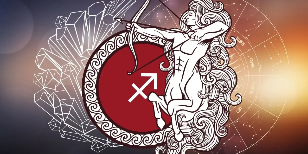 Mitologiczny strzelec, centaur z łukiem, symbolizuje znak zodiaku strzelec.
