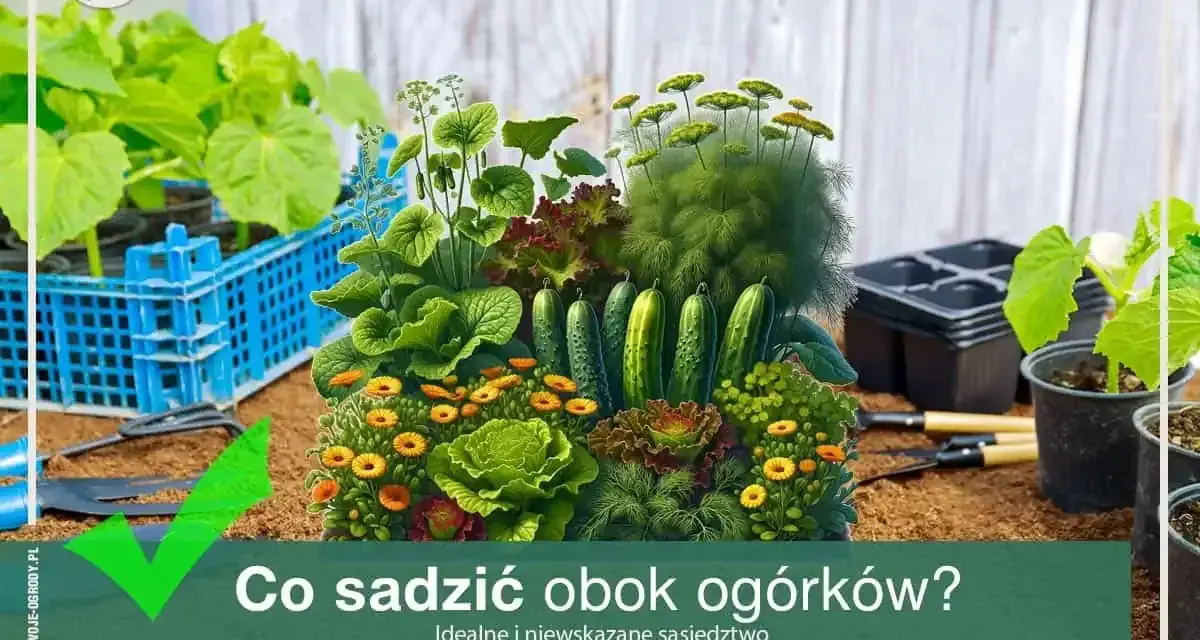 Kompozycja warzyw i kwiatów, z ogórkami w centrum. Dowiedz się, co sadzić obok ogórków, by stworzyć idealne sąsiedztwo.