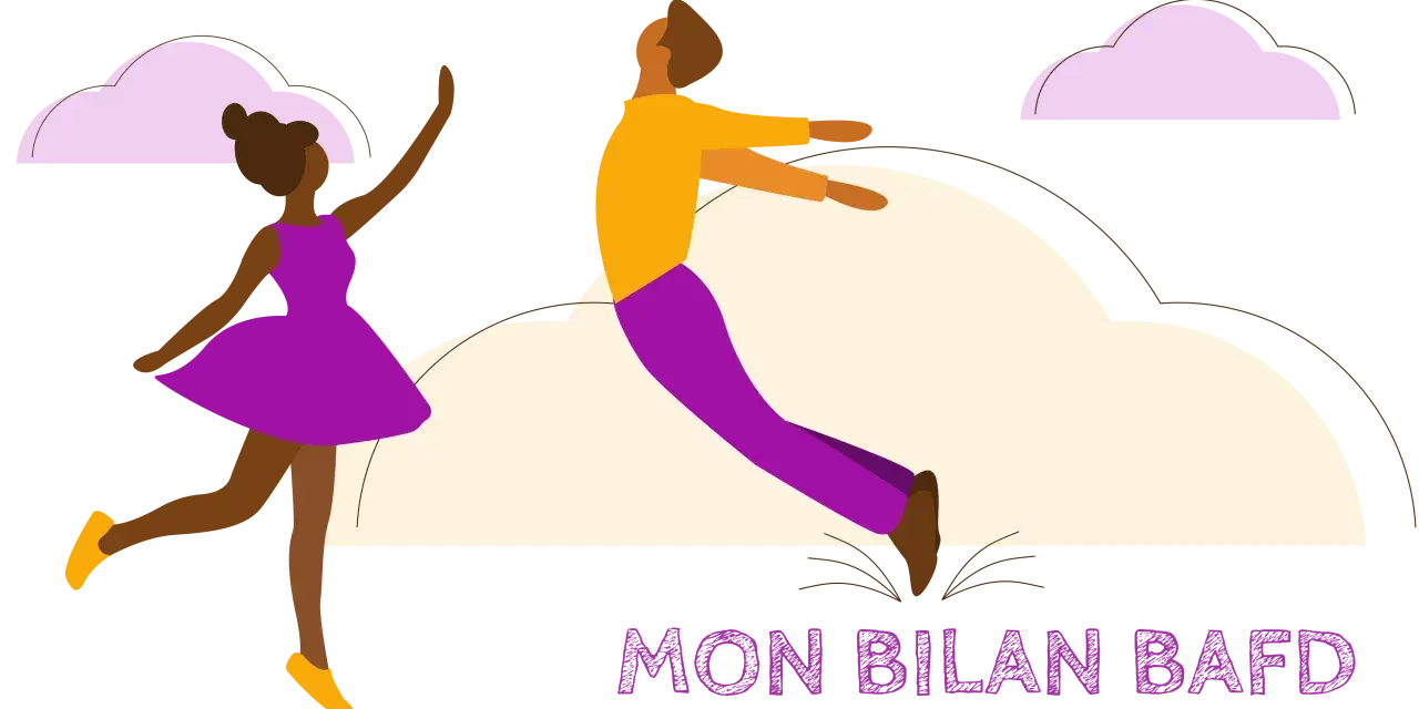 Illustration de deux personnes dansant, avec le texte "MON BILAN BAFD".