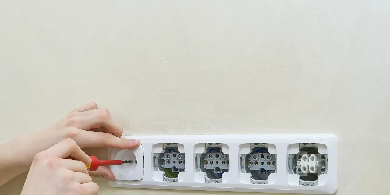 Ręce montują gniazdka elektryczne. Dowiedz się, jak podłączyć oświetlenie z gniazdka, wykonując te czynności.