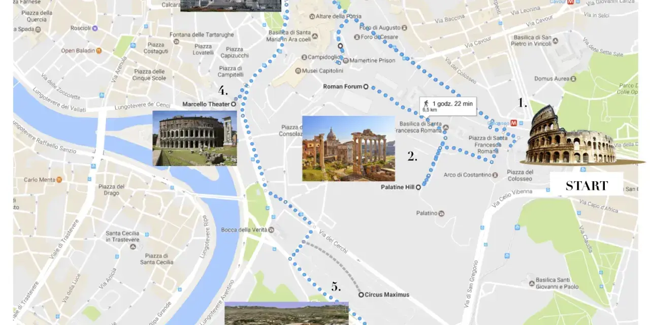 Spacerem po Rzymie: Koloseum, Forum Romanum, Palatyn, Cyrk Maximus i inne rzymskie atrakcje.