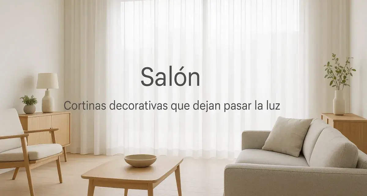 Salón moderno con sofá, mesa de centro y un estor o cortina blanca que deja pasar la luz.