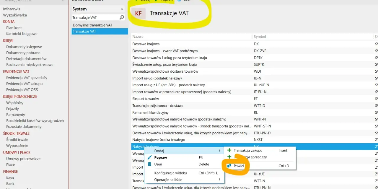 Konfiguracja systemu: Transakcje VAT, w tym import i eksport, są kluczowe dla prawidłowego rozliczenia cła.