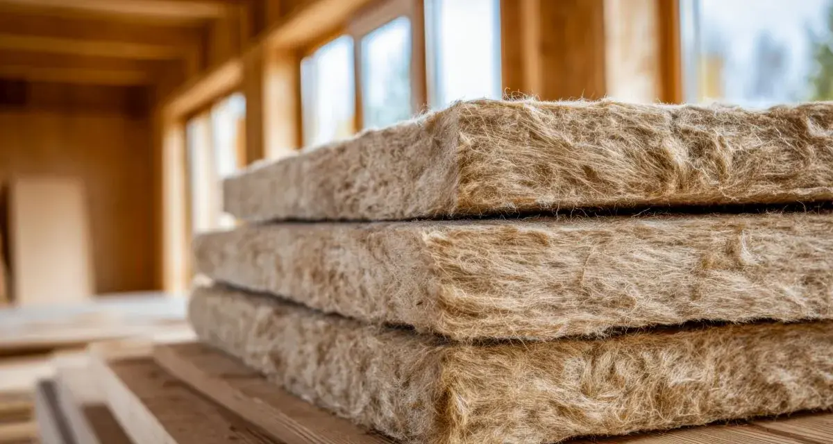 Pannelli isolanti in fibra di legno, pronti per l'installazione. Valutare i cappotto termico svantaggi prima di procedere.