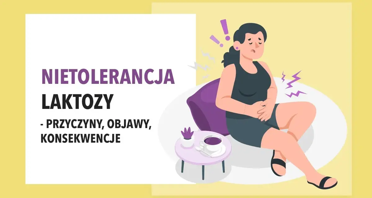 Kobieta cierpi na bóle brzucha, co może być jednym z objawów nietolerancji laktozy.