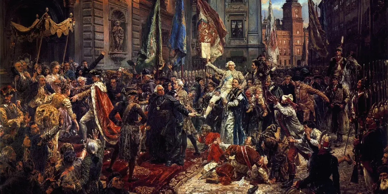 Obraz Jana Matejki, jednego z najwybitniejszych polskich malarzy, przedstawia uroczyste przyjęcie króla Stanisława Augusta Poniatowskiego.