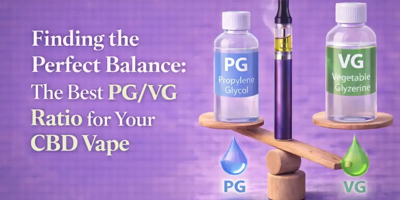 Balanza muestra botellas de propilenglicol (PG) y glicerina vegetal (VG), claves para mezclar líquidos de vapeo CBD.