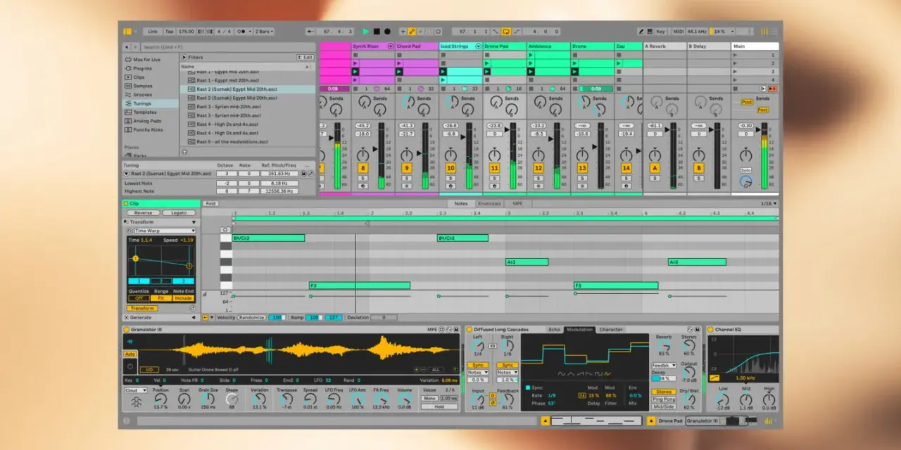 Ableton Beta: Musikproduktion mit digitalen Instrumenten und Effekten. Ein Blick auf die Benutzeroberfläche.
