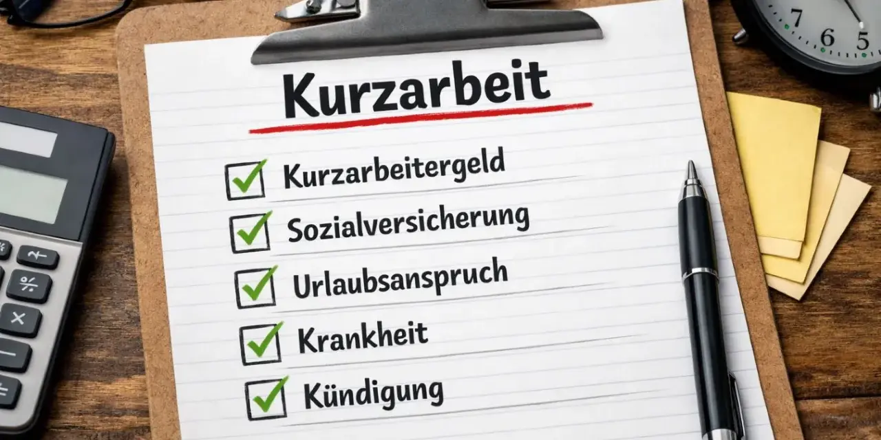 Checkliste für Kurzarbeit: Wie viele Stunden sind betroffen? Mit Punkten für Kurzarbeitergeld, Sozialversicherung, Urlaubsanspruch, Krankheit und Kündigung.