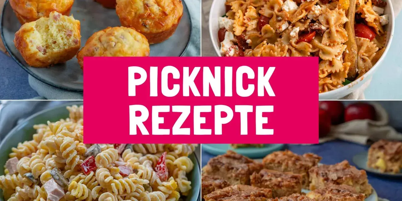 Herzhafte Muffins, Nudelsalat, Pasta-Salat und Apfelkuchen – tolle Picknick Ideen für jeden Geschmack.
