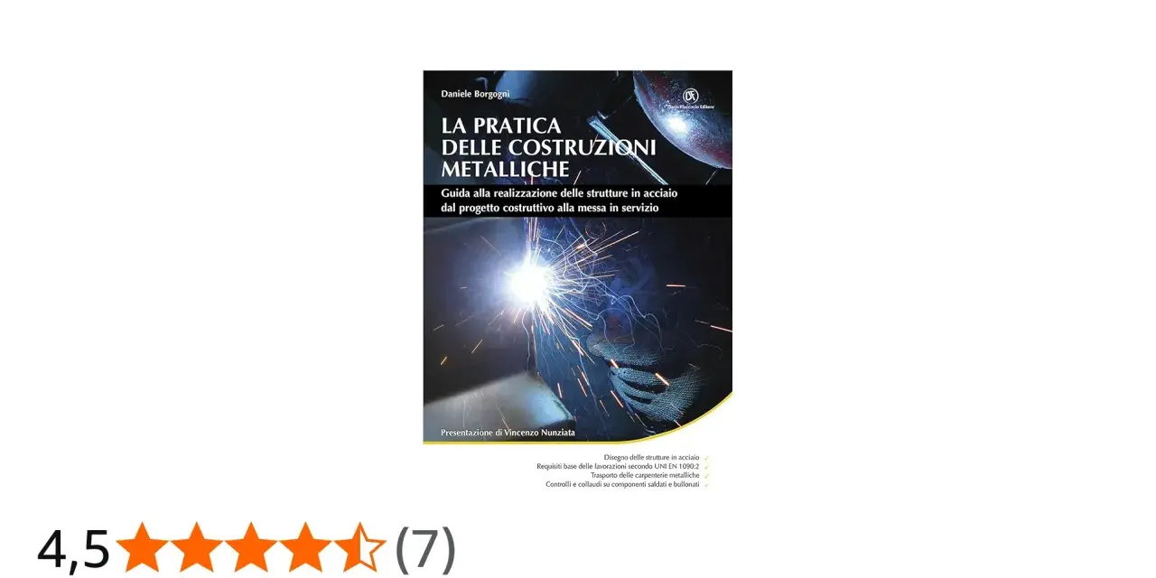 Close-up of a welding arc with sparks flying, part of a book cover about metal construction.