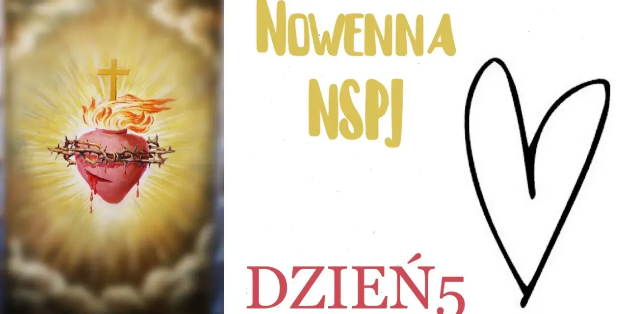 Dzień 5 nowenny do św. Rity. Serce Jezusa otoczone cierniową koroną, płonące miłością.