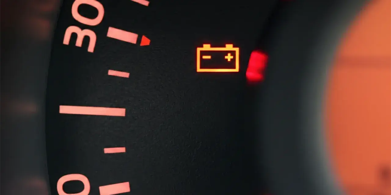 Spia della batteria accesa, un segnale che la batteria quasi scarica potrebbe lasciare a piedi.