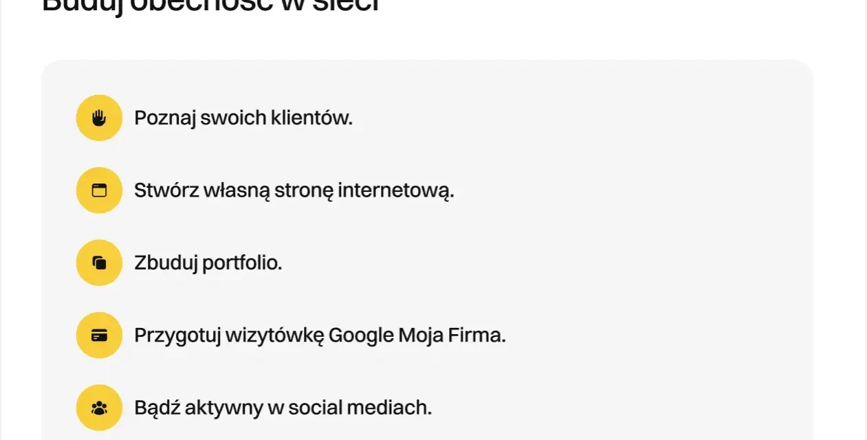 Buduj obecność w sieci: poznaj klientów, stwórz stronę, zbuduj portfolio, wizytówkę Google Moja Firma i bądź aktywny w social mediach. To kluczowe, gdzie publikować zdjęcia.