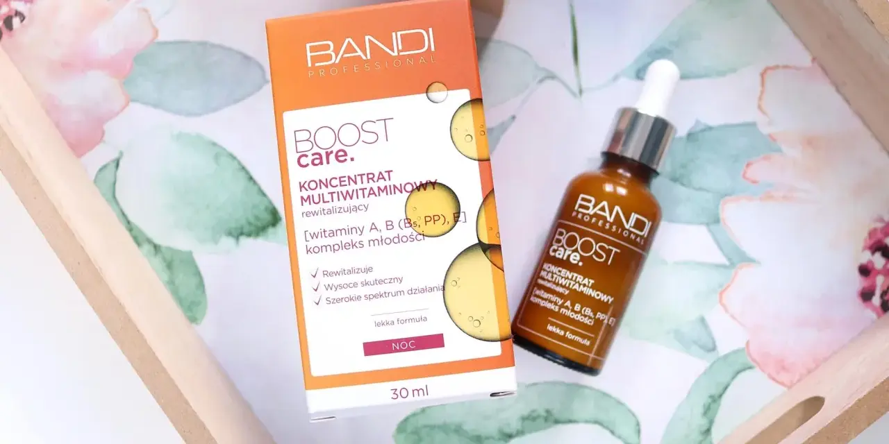 Bandi Boost Care koncentrat multiwitaminowy rewitalizujący z kompleksem młodości. Skóra odzyskuje blask i energię.