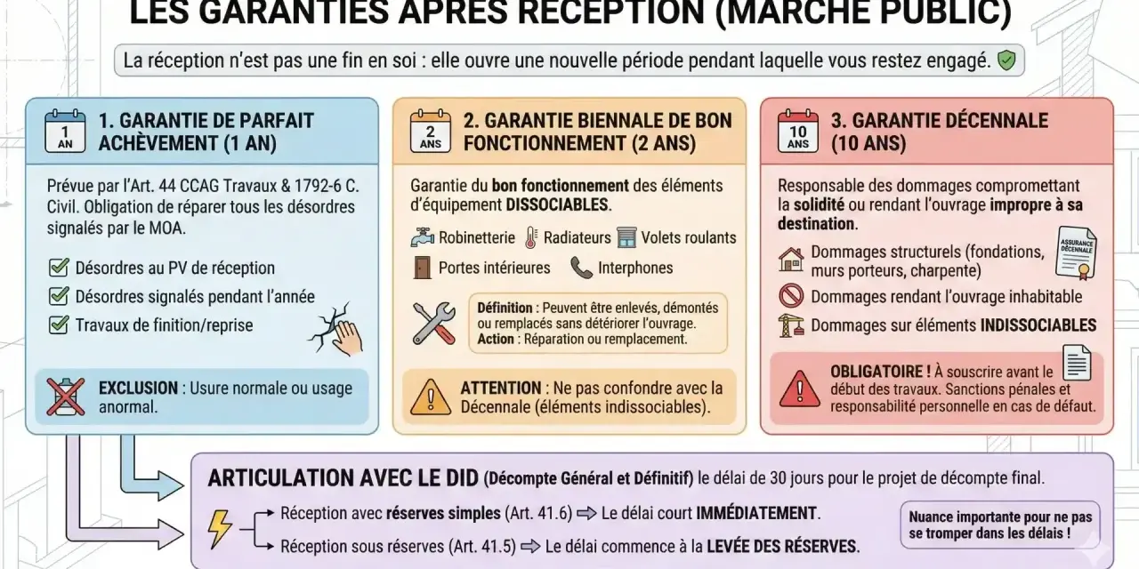 La garantie de parfait achèvement couvre les désordres signalés dans l'année suivant la réception des travaux.