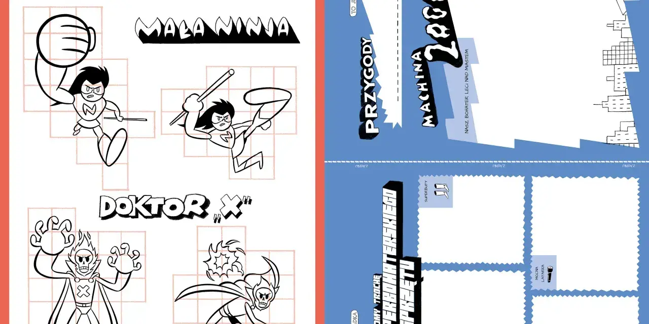 Ilustracje superbohaterów i złoczyńców, które pomogą Ci dowiedzieć się, jak zrobić komiks.