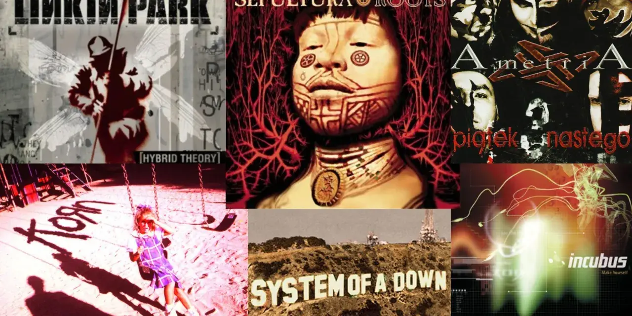 Okładki płyt Linkin Park, Sepultura, Amenra, Korn, System of a Down, Incubus. To jest właśnie nu metal co to za gatunek muzyczny.