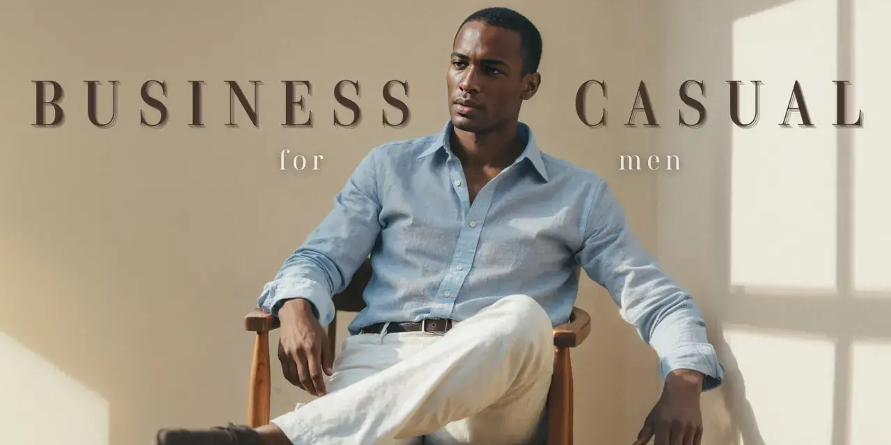 Uomo con camicia azzurra e pantaloni chiari, un look business casual perfetto per l'estate.