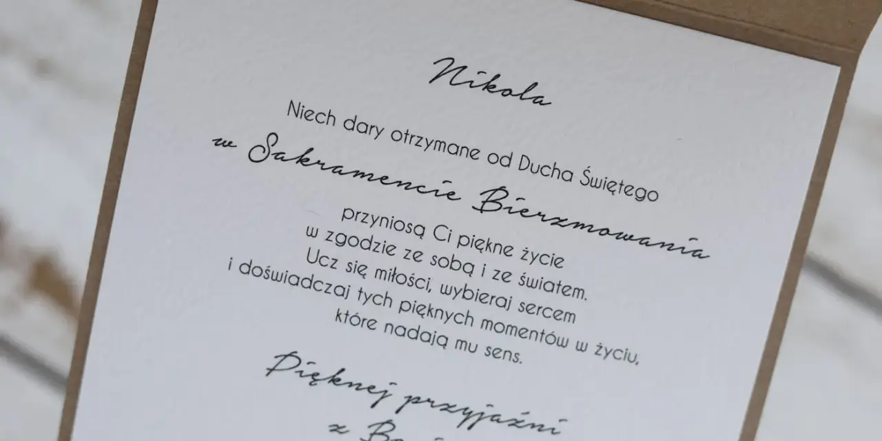 Wzruszające życzenia na bierzmowanie dla Nikoli. Niech dary Ducha Świętego przyniosą piękne życie.