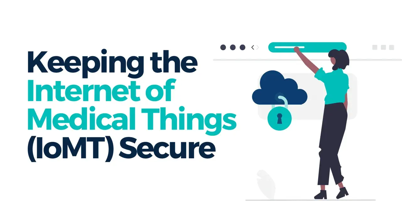 Illustration of a person interacting with a digital interface, emphasizing the importance of iomt security for connected medical devices.