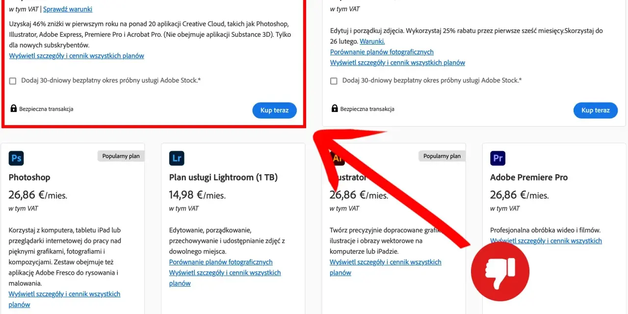 Adobe Creative Cloud z rabatem 46% na pierwszy rok. Photoshop, Lightroom i inne aplikacje w promocji. To nie jest cena na zawsze, ale świetna okazja!