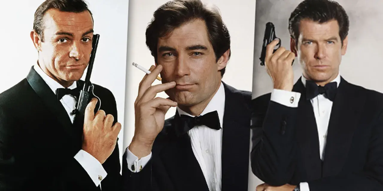 Sean Connery, Timothy Dalton i Pierce Brosnan – oto kto grał Jamesa Bonda po kolei, w eleganckich smokingach i z bronią w ręku.